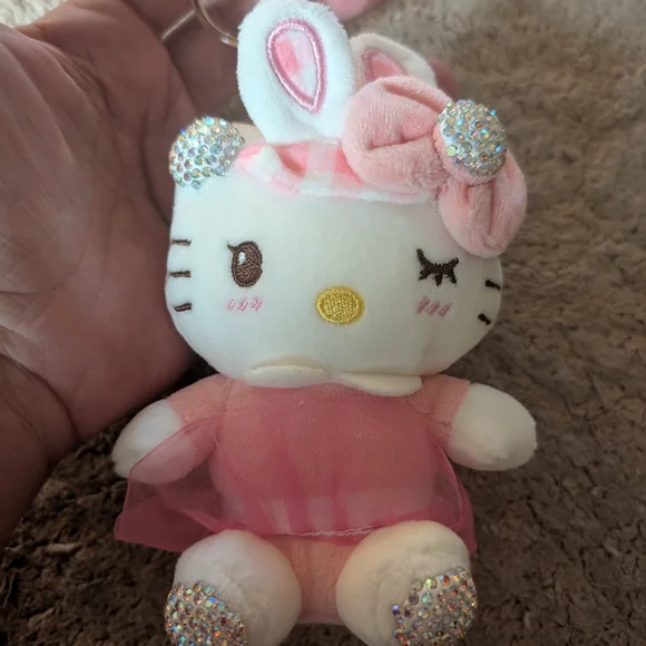 Pink and White Plush Toy with Bow - Picture 2 of 4